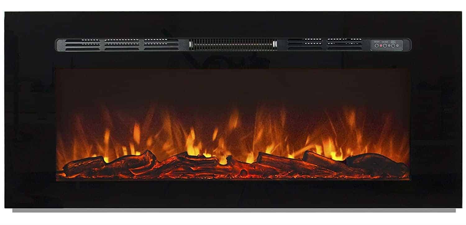 BCP 1500W 50 Heat Adjustable In-Wall Recessed Electric Fireplace